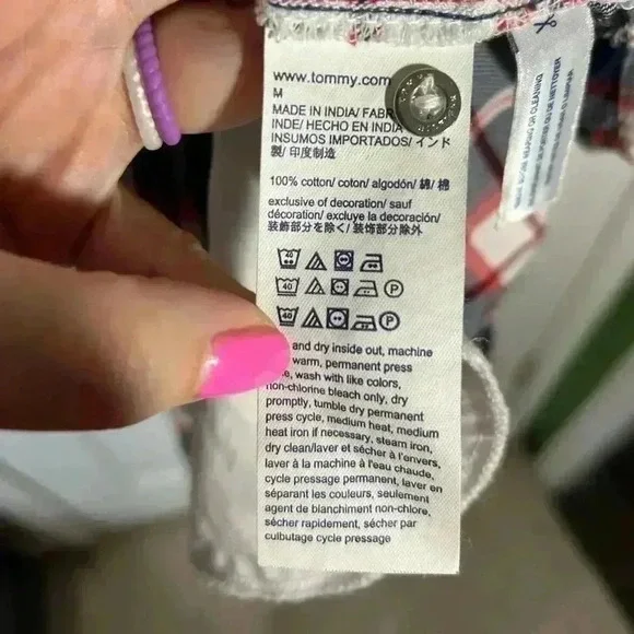 Tommy Hilfiger Denim plaid/flannel like dress Size Medium Blue/Red/White. Belted - Picture 9 of 13